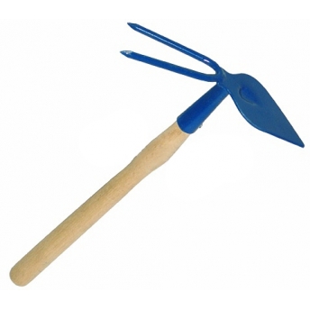 Мотыжка комбинированная, 2 зубца с лепестком, деревянная ручка