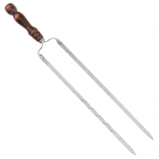 Вилка-шампур нержавейка, с узором и деревянной ручкой "ФИГУРНАЯ" 500х(2)х12х2,5