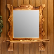Зеркало Резное №1 с полкой обожжённое, 730 x 550 x 16